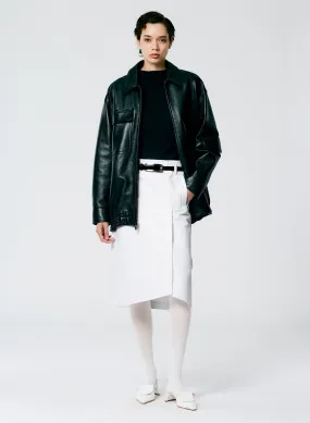 Aviator Leather Oversized Bomber