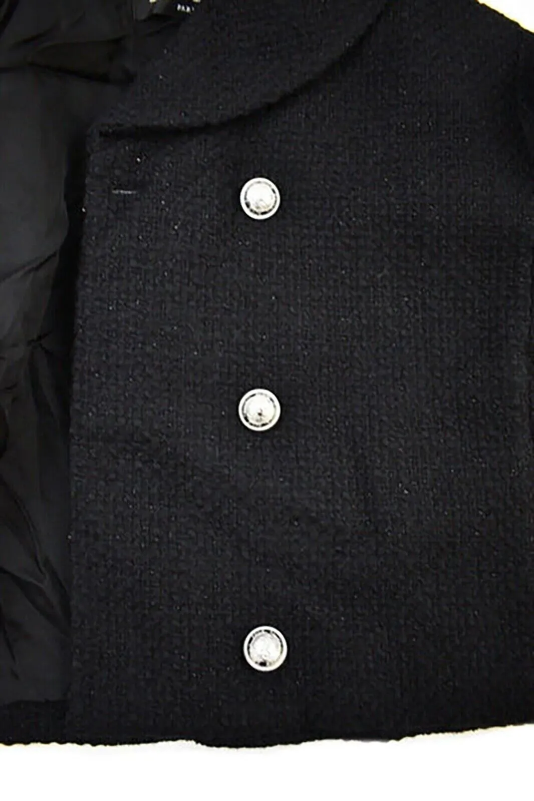 Balmain Cape Wool Peacoat - Black, Silver-Toned Hardware 36 US S Jacket