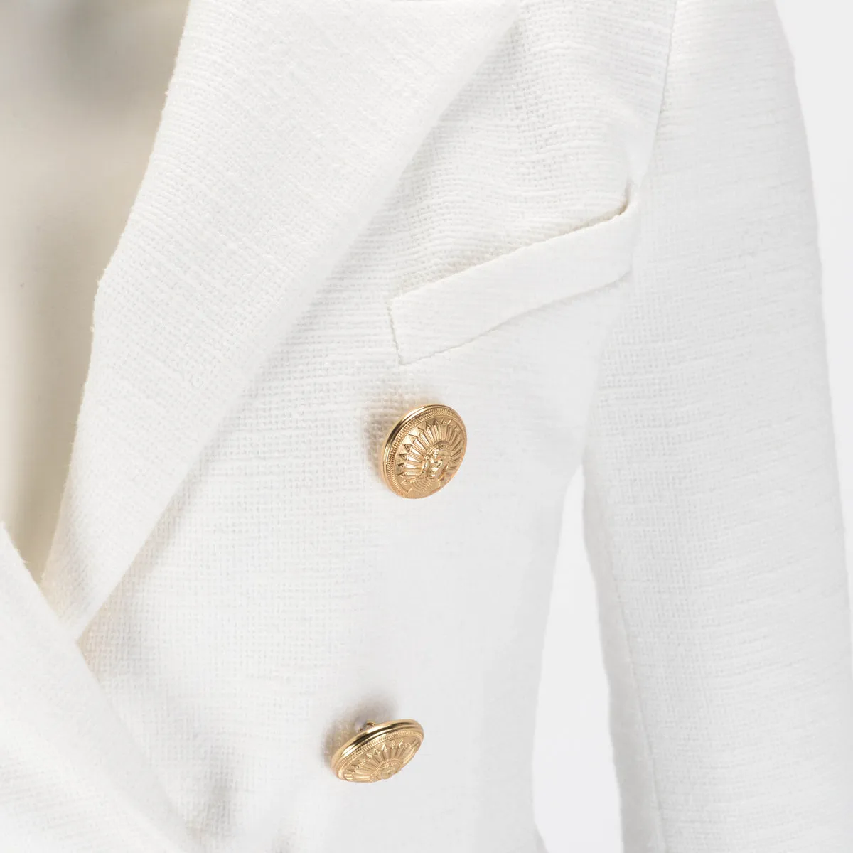 Balmain White Boucle Classic DB Blazer FR 34