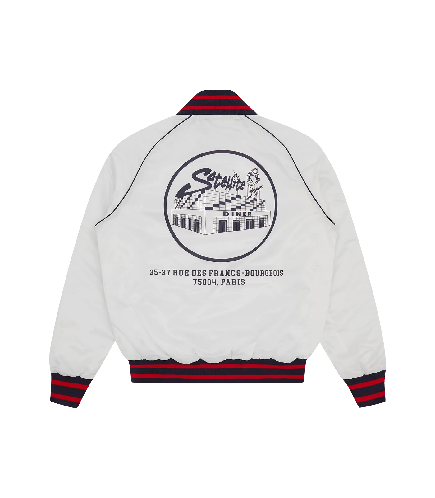 BBC X IC DINER SATIN BOMBER JACKET - WHITE