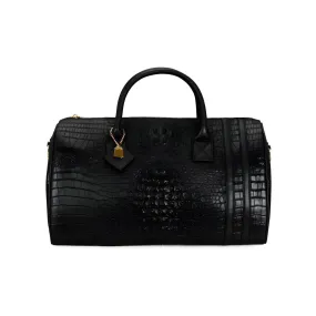 Black Apollo 2 Faux Crocodile Skin Duffle Bag