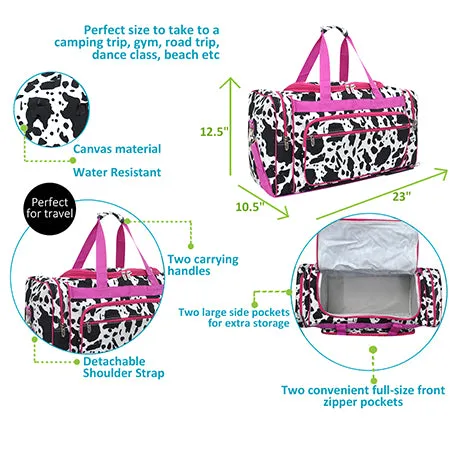 Black Cow Hot Pink NGIL Canvas 23" Duffle Bag