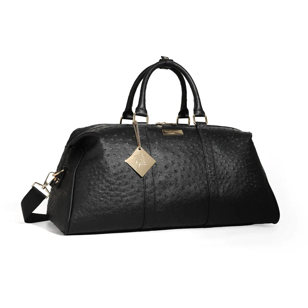 Black Ostrich Duffle Bag