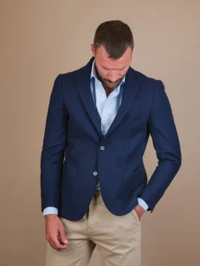 BLAZER SFODERATO IN MISTO LANA BLU