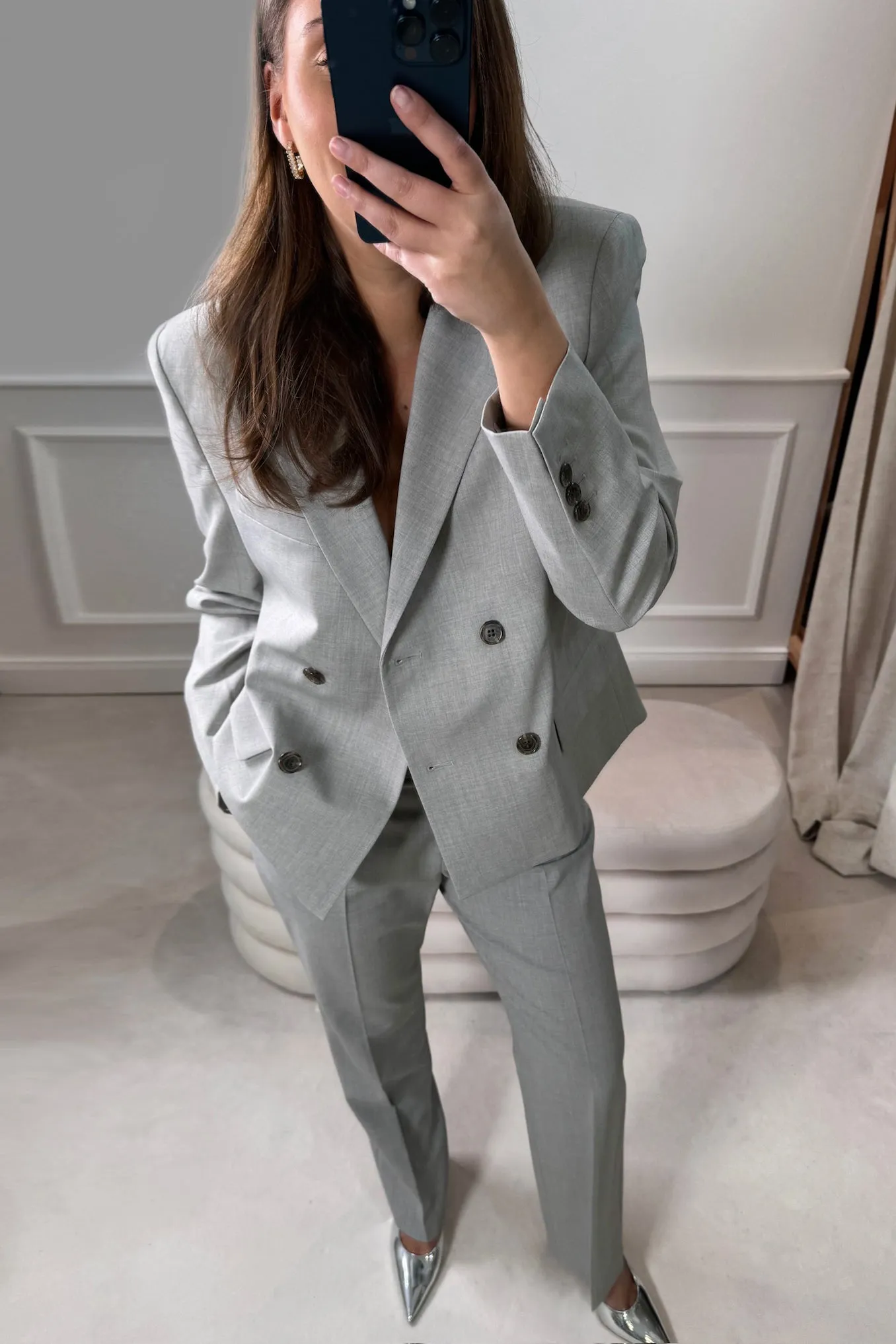 Blazer Square in Light Grey Melange