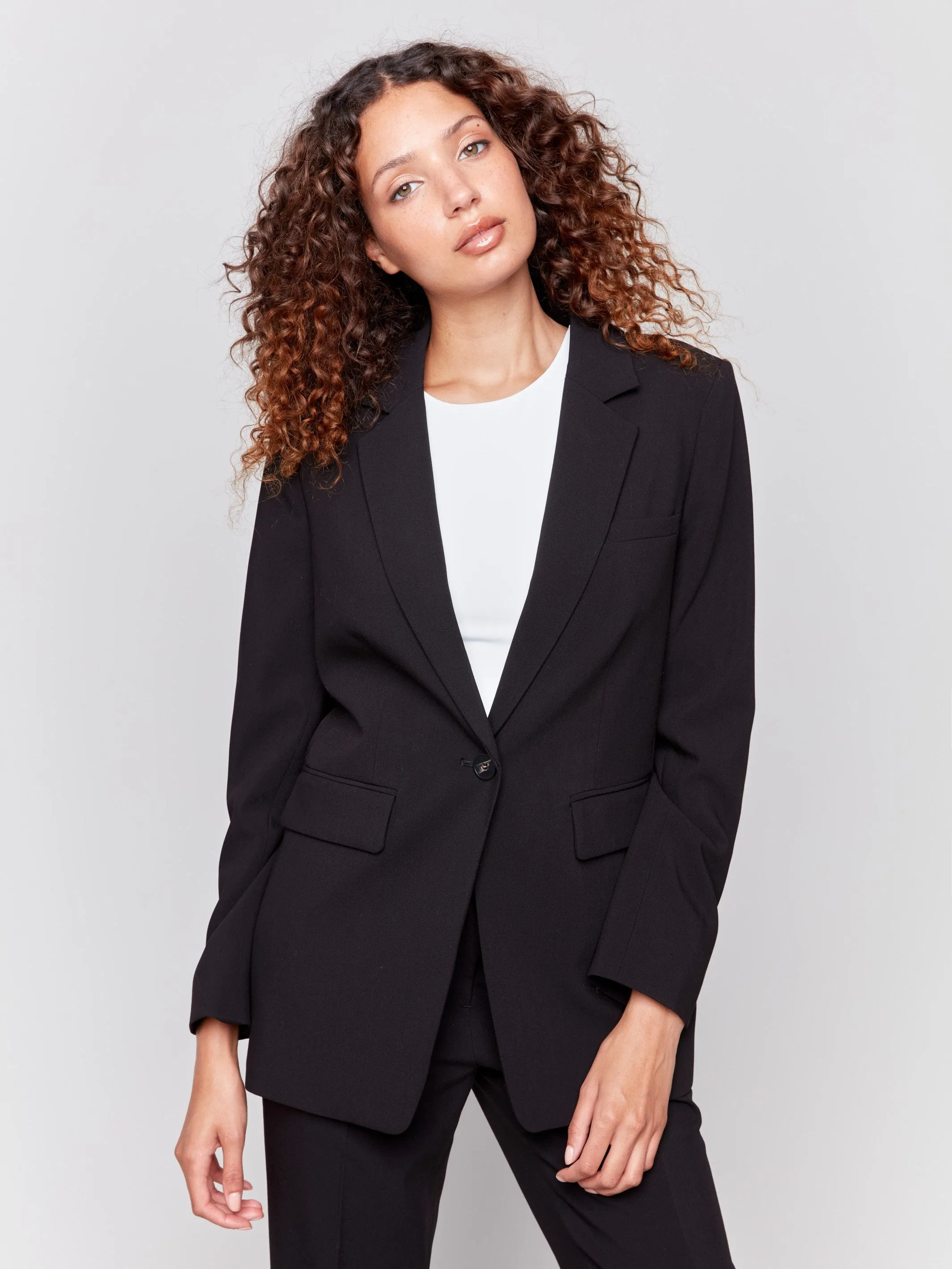 Blazer with Ruched Back - Black