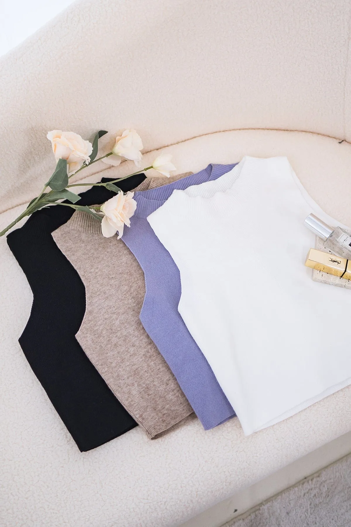 CAPE HIGH NECK KNIT TOP IN PERIWINKLE