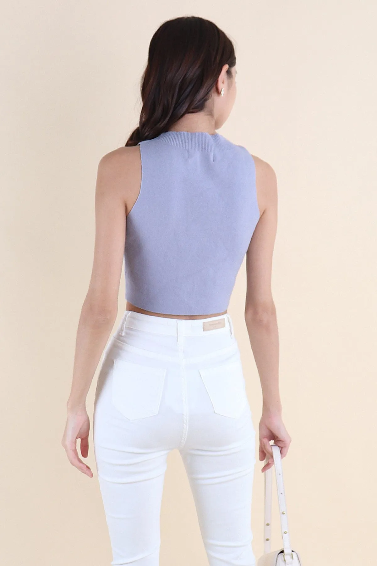 CAPE HIGH NECK KNIT TOP IN PERIWINKLE