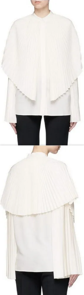 'Carissa' Pleated Cape Overlay Shirt