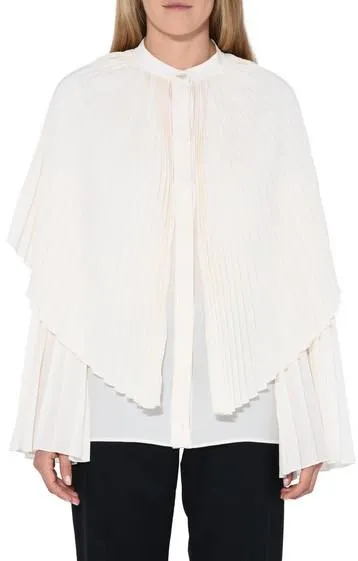 'Carissa' Pleated Cape Overlay Shirt