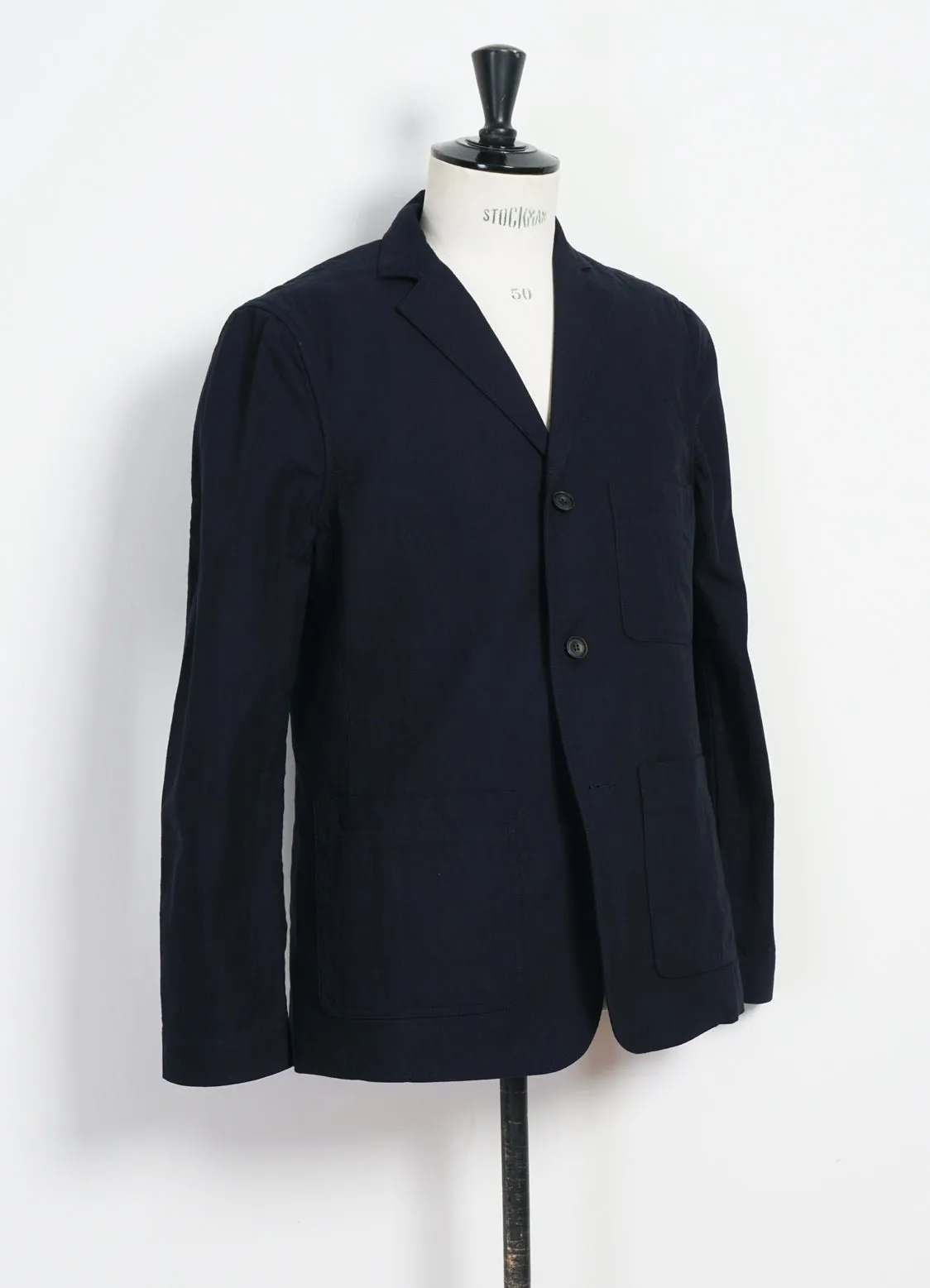 CHARLIE | Easy Three Button Blazer | Indigo Herringbone