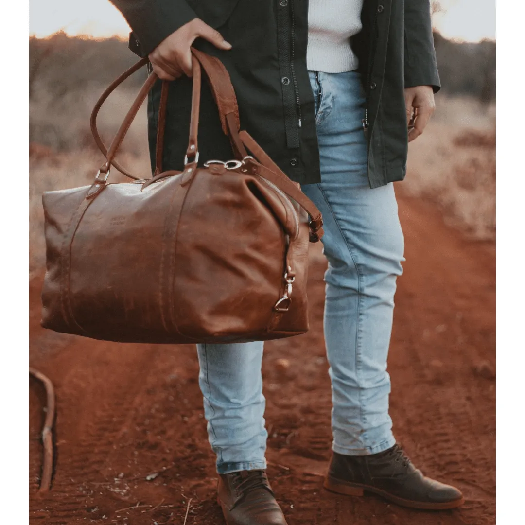 Classic Leather Duffle Bag - Tan Weekender