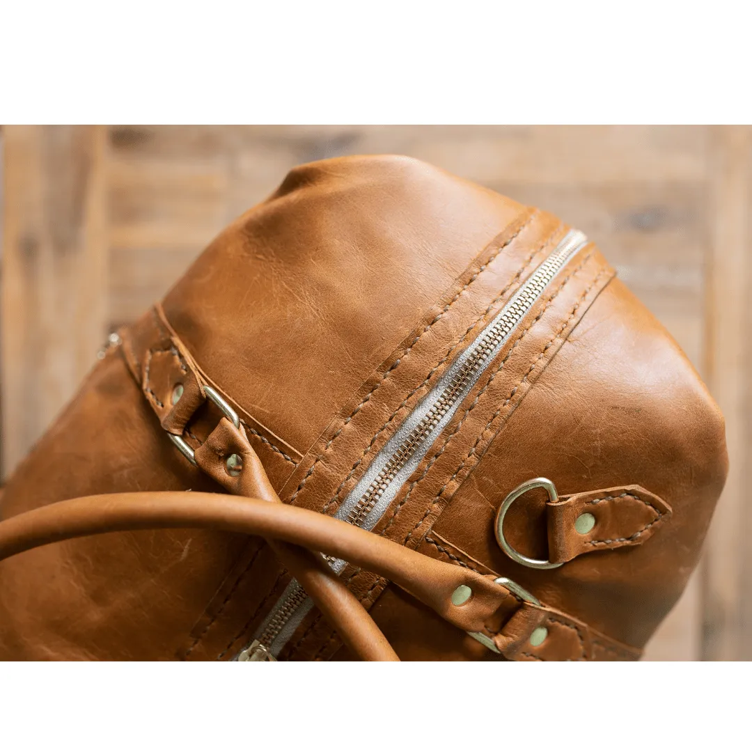 Classic Leather Duffle Bag - Tan Weekender