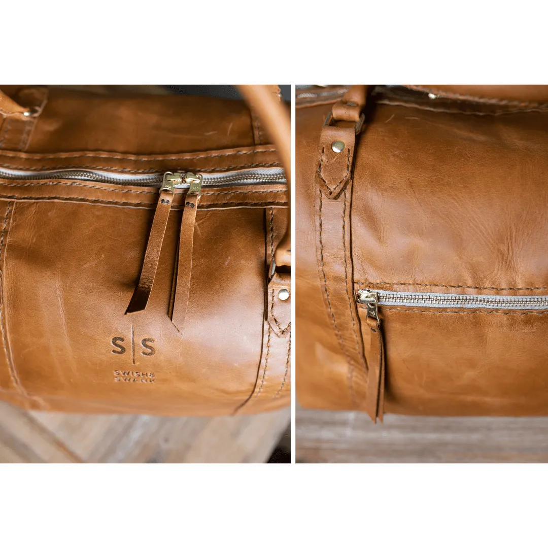 Classic Leather Duffle Bag - Tan Weekender