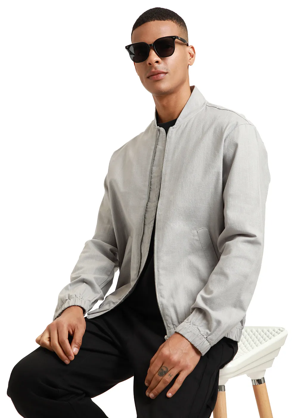 Cloud Bomber Linen Jacket