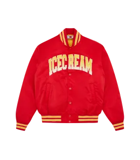 COLLEGE SATIN BOMBER - RED