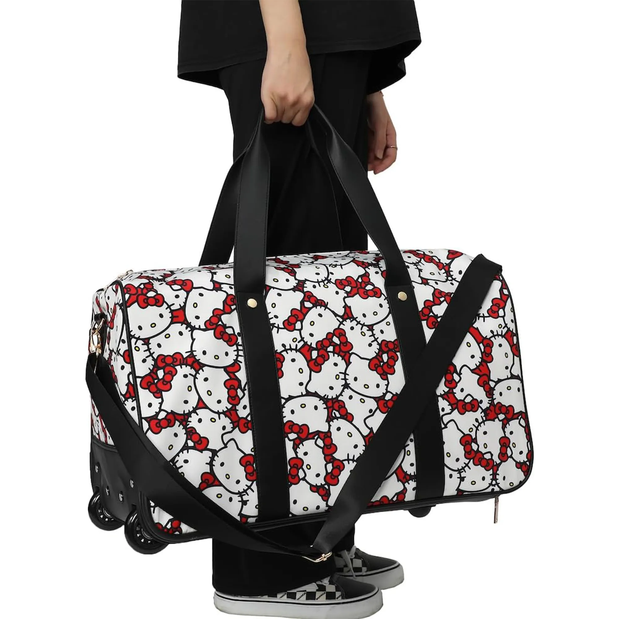 Hello Kitty All-Over Print Rolling Duffle Bag