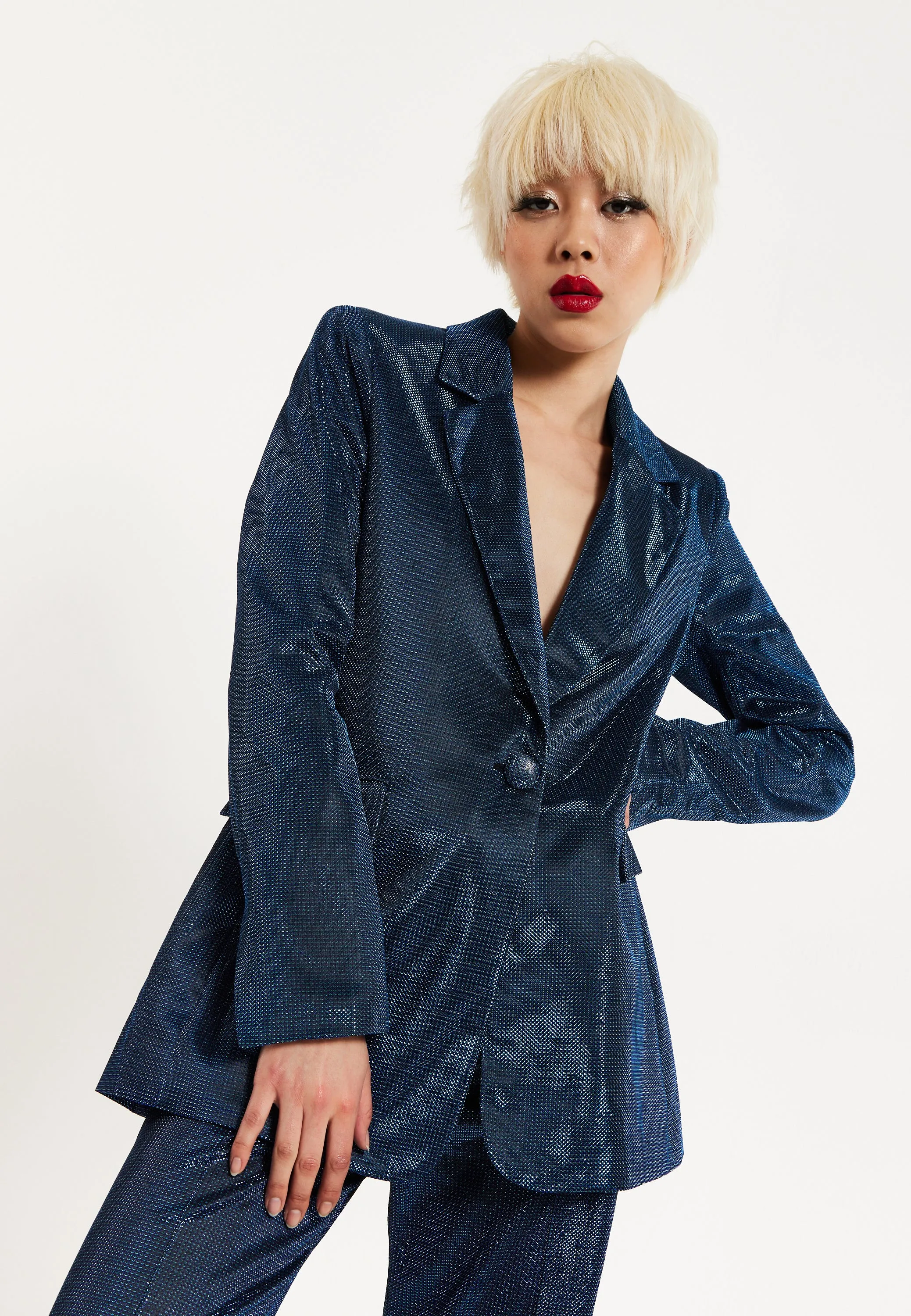 House of Holland Navy Shimmer Blazer