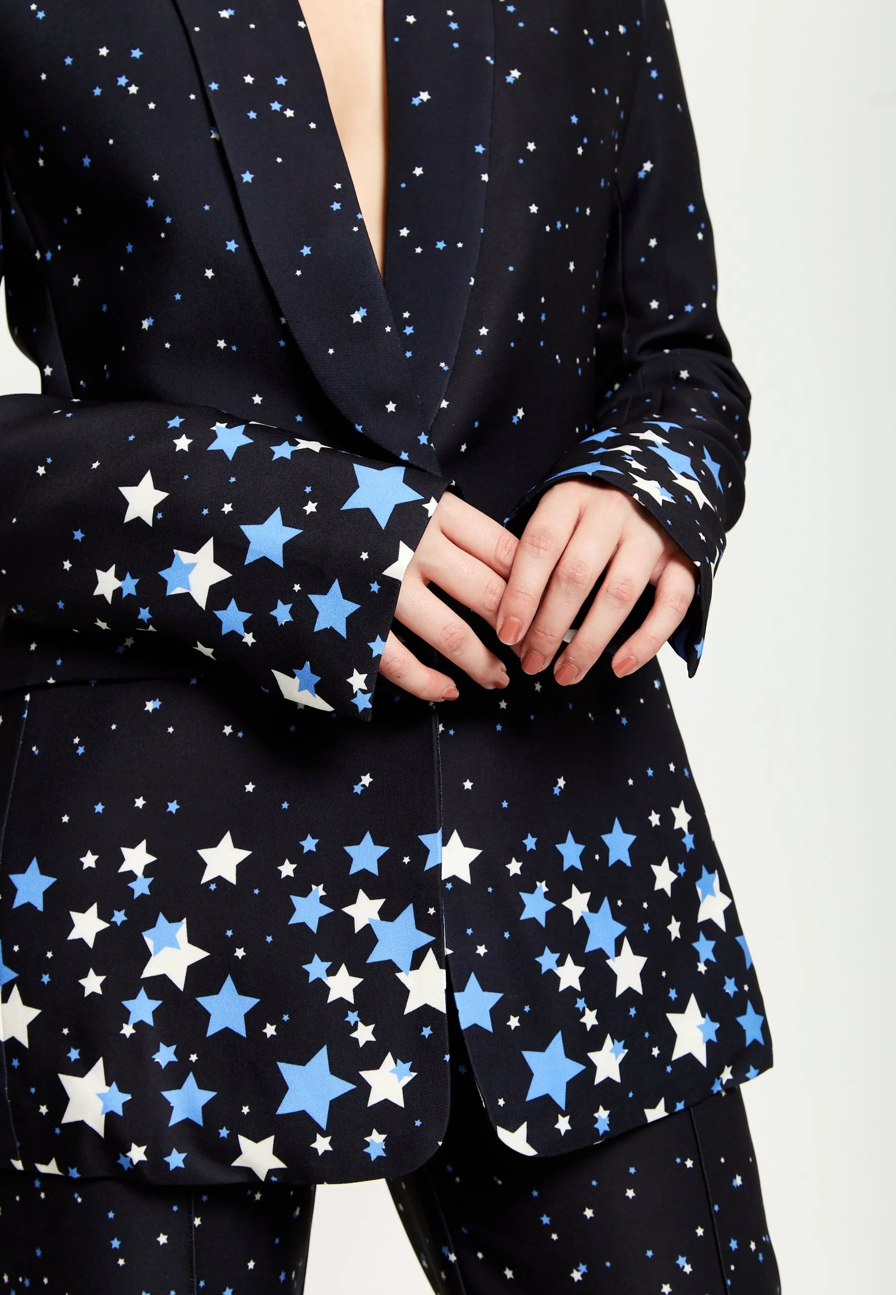 House Of Holland Star Print Blazer In Black