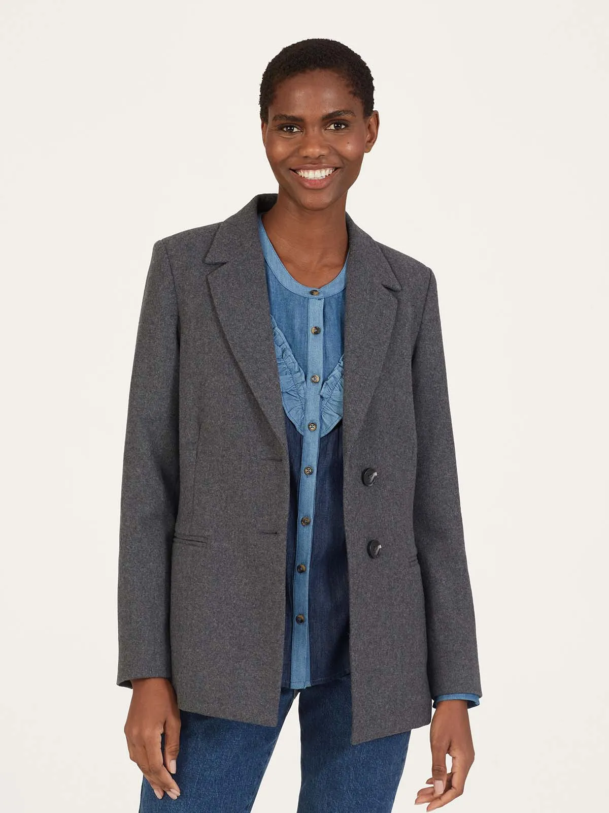 Julissa GRS Recycled Wool Blazer - Charcoal Grey