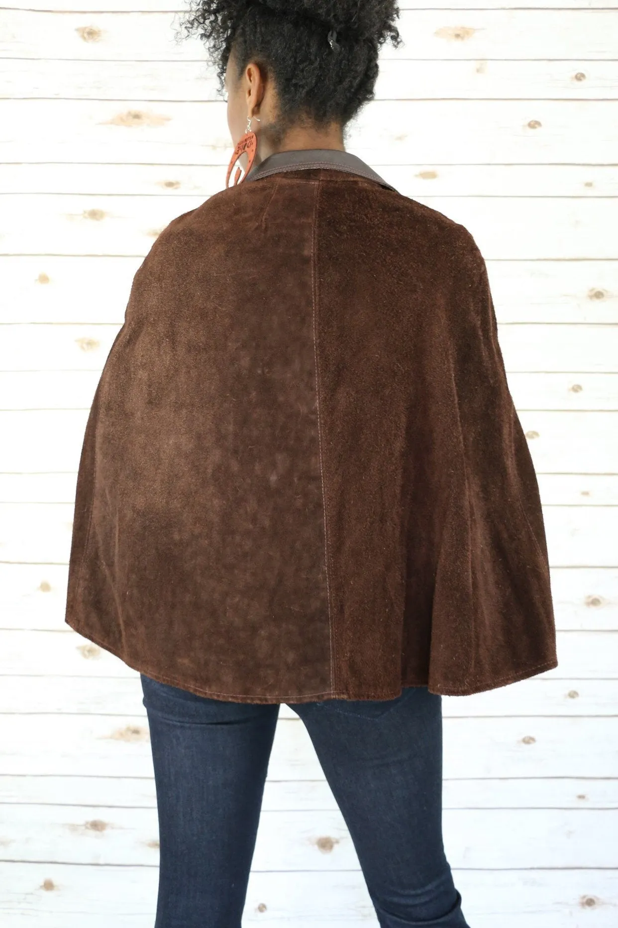 Live: 92 Suede and Leather Brown Vintage Cape