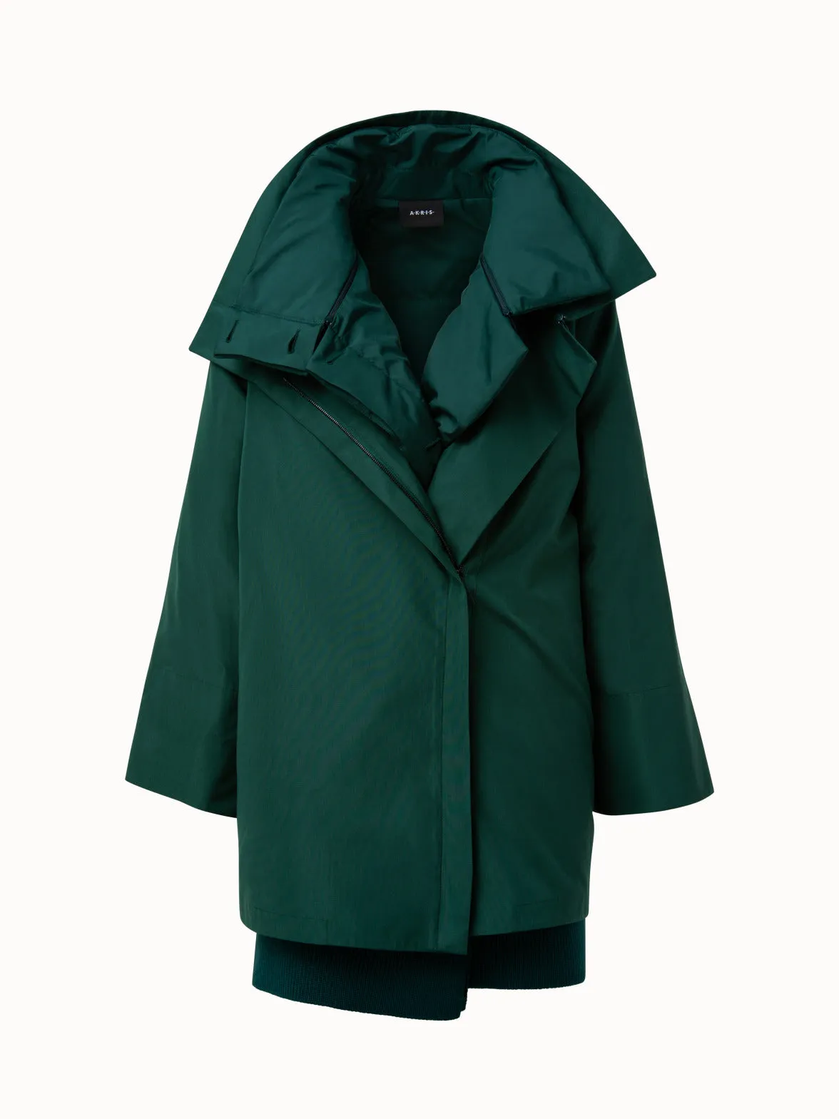 Long Parka Silk Taffeta Quilted Two In One