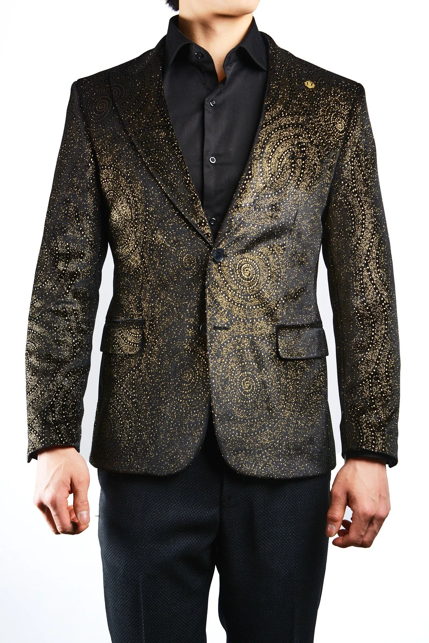 Mayfair Gold Spiral Sparkle Velvet Blazer