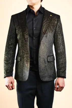 Mayfair Gold Spiral Sparkle Velvet Blazer