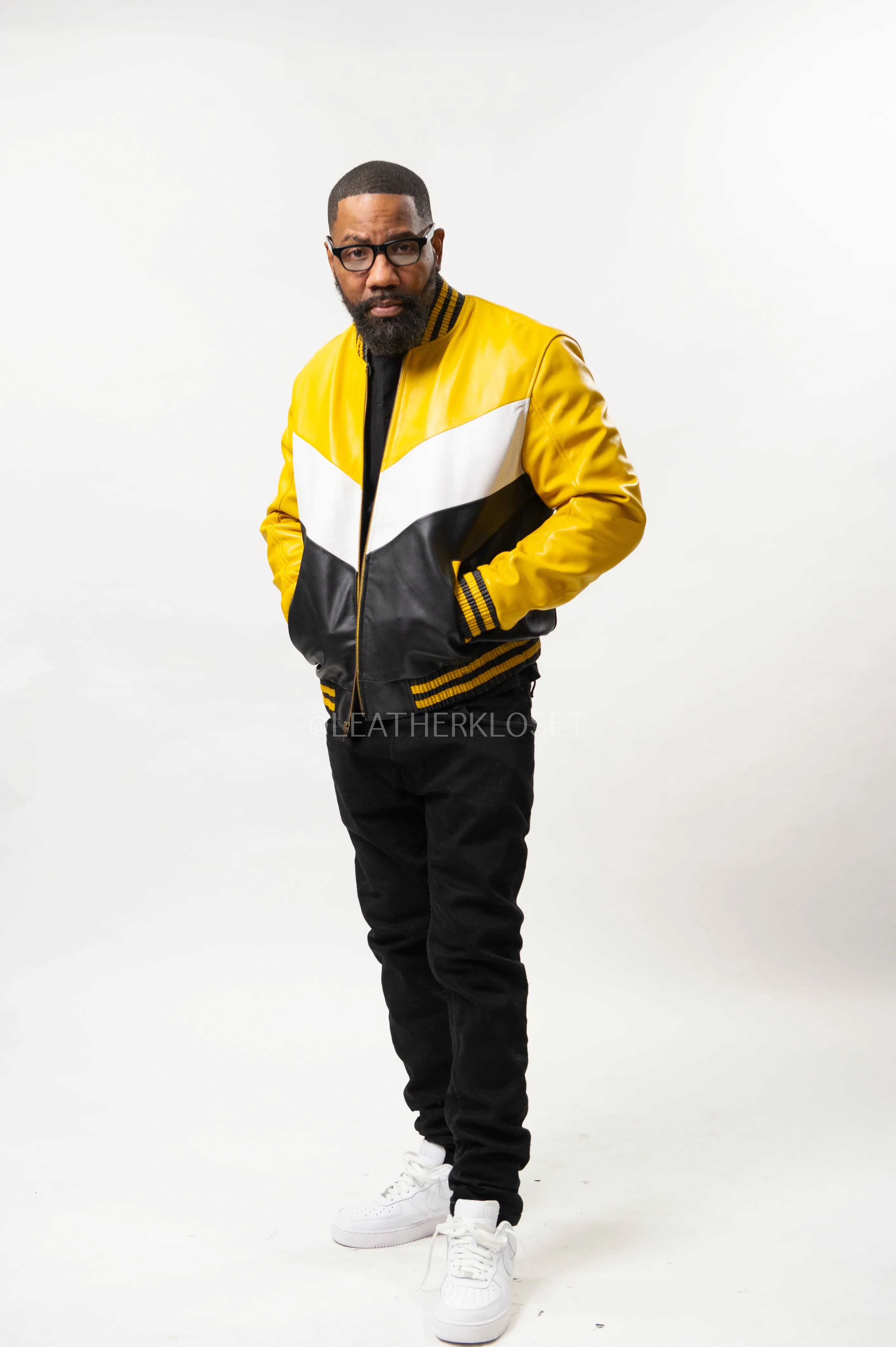 Men's V-Bomber Baseball Jacket [Black/Yellow]