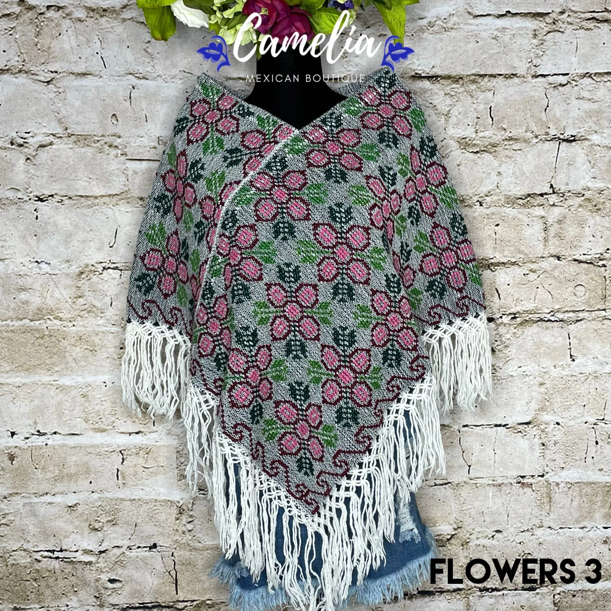 Mexican Cape Poncho Cross Stitch Heather Floral