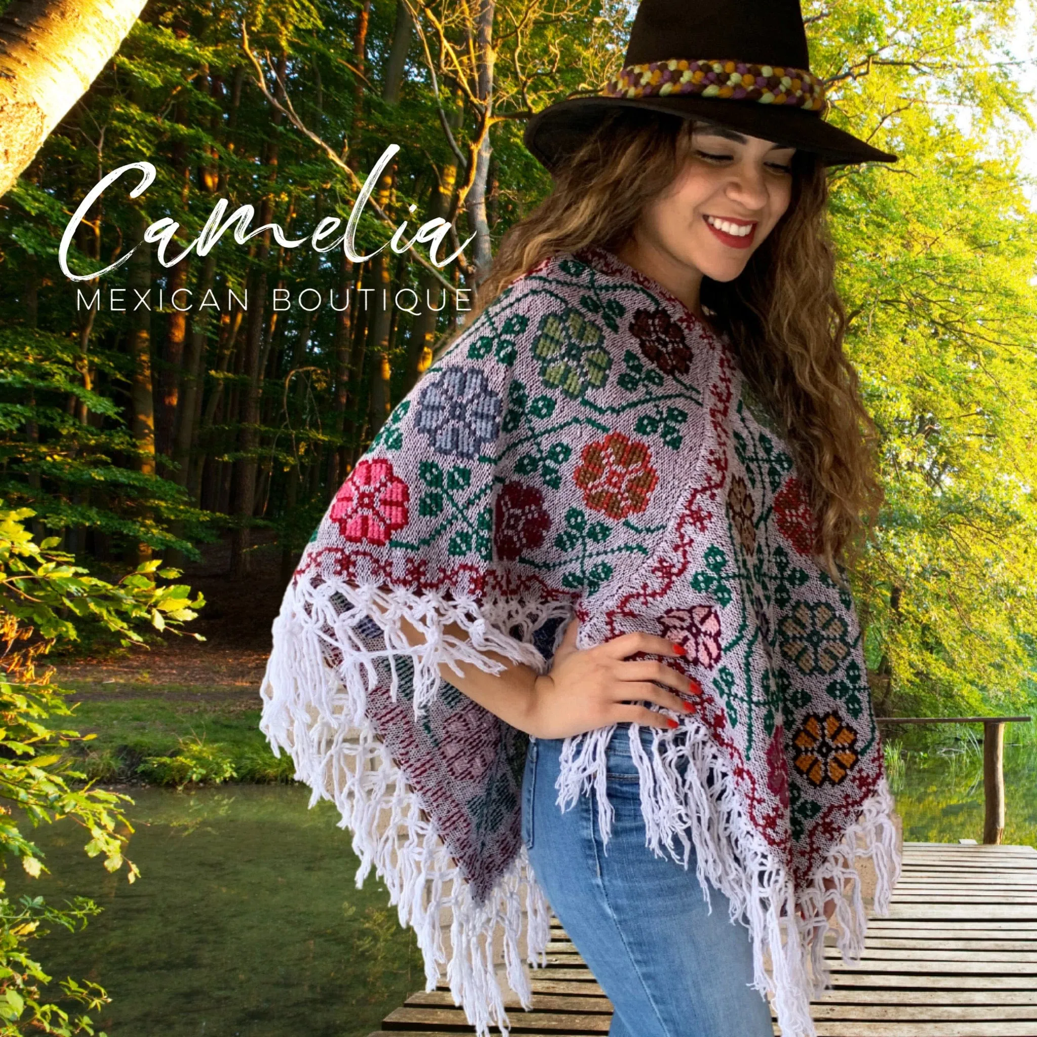 Mexican Cape Poncho Cross Stitch Heather Floral