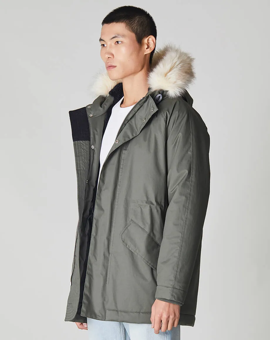 MIDLAND FUR TRIM OVERSIZED PARKA | DARK KHAKI