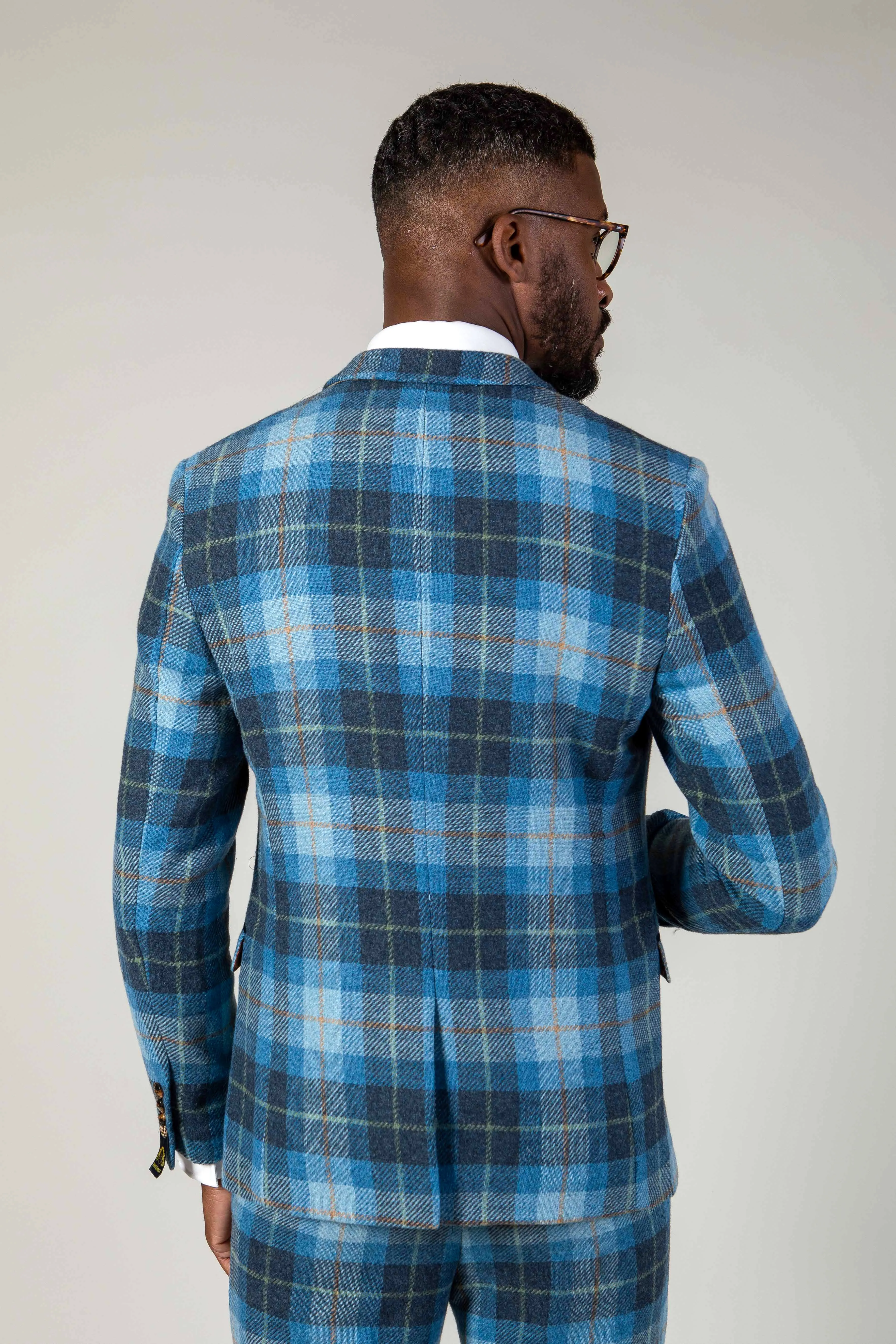 MORRIS - Blue Tweed Check Blazer