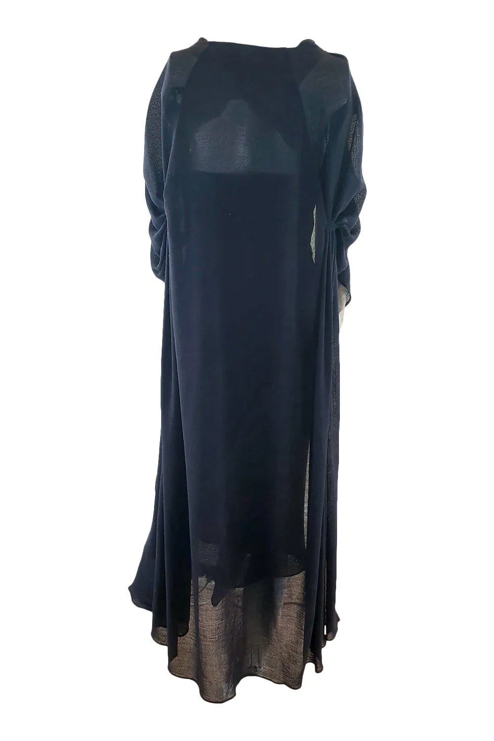 ROLAND MOURET Navy Blue Wool Blend Dress and Cape Set (UK 10)