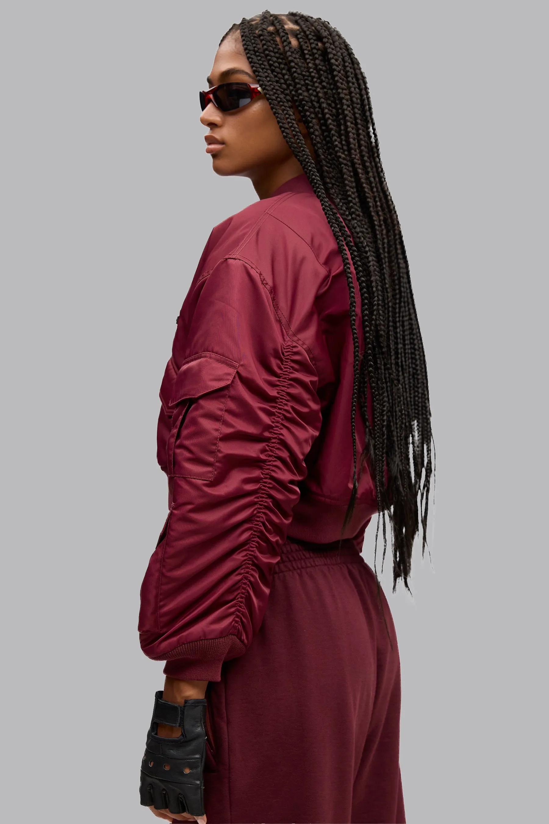 V_FLYTE BOXY BOMBER JACKET - Burgundy