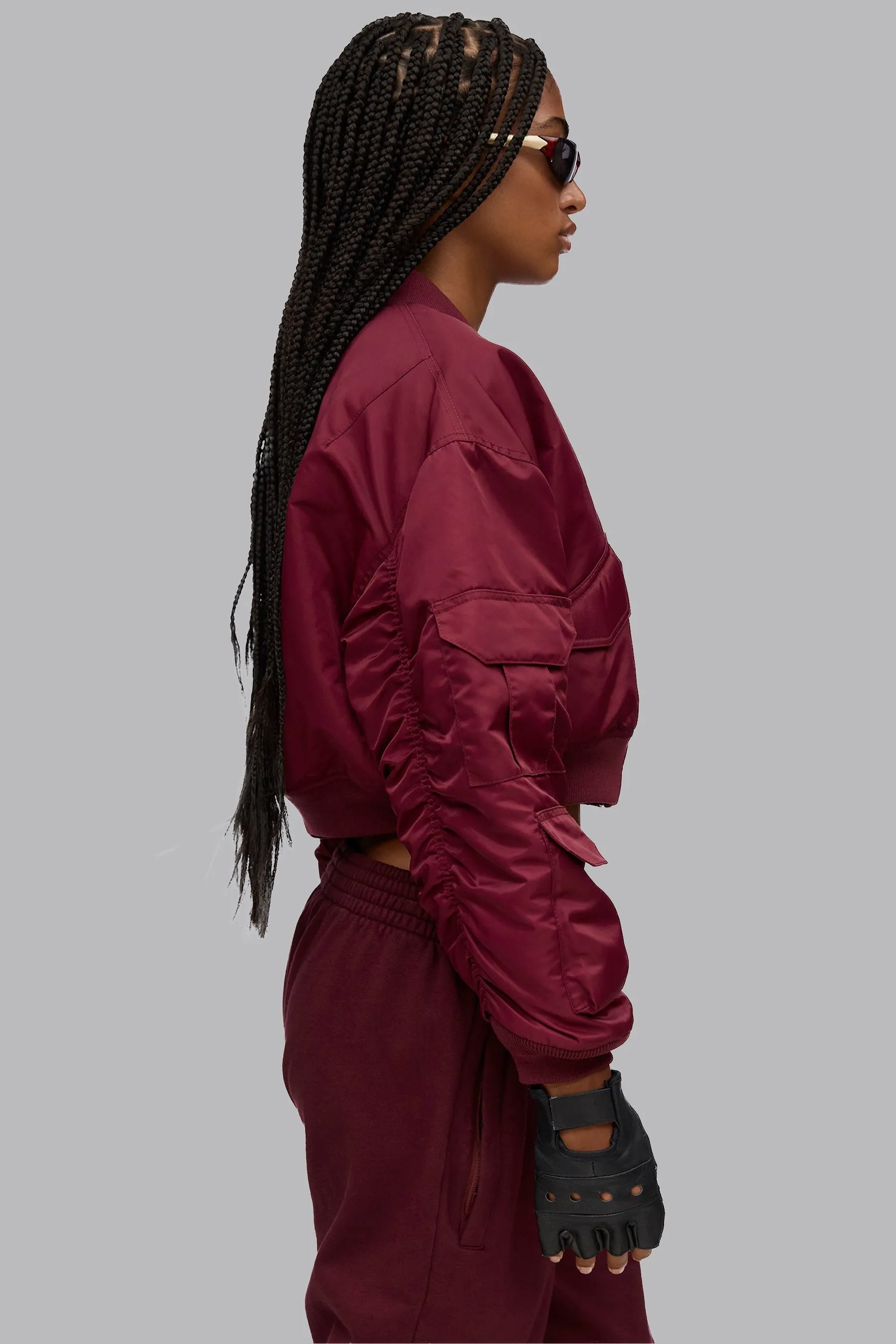 V_FLYTE BOXY BOMBER JACKET - Burgundy