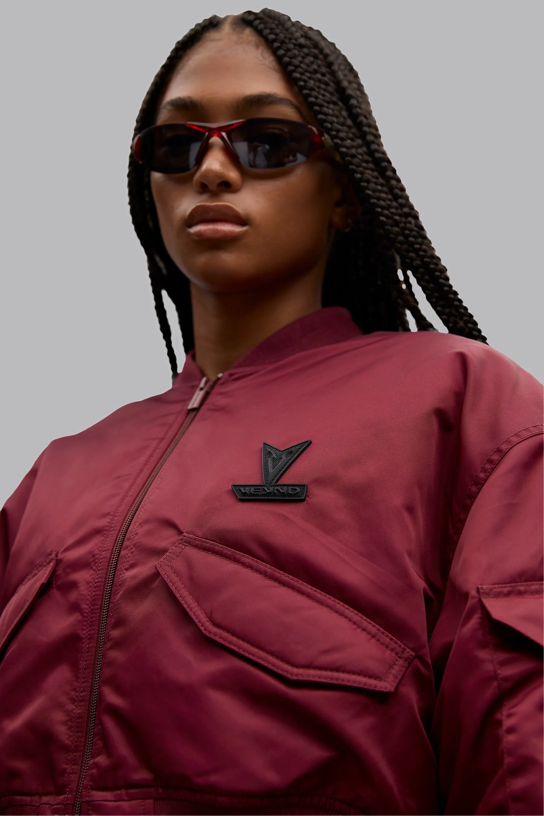 V_FLYTE BOXY BOMBER JACKET - Burgundy