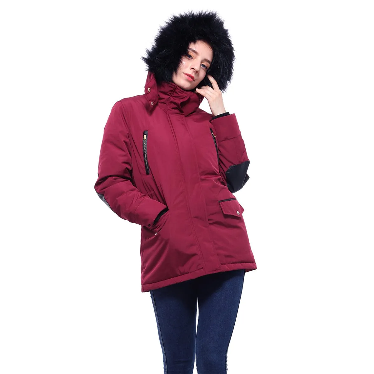 Women's Parka Jacket with Faux Fur Hood