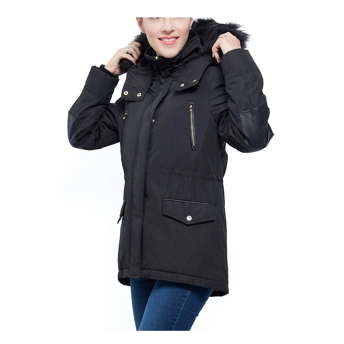 Women's Parka Jacket with Faux Fur Hood